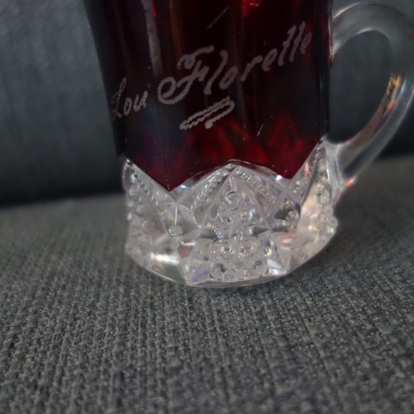 Pan American Expo Buffalo 1901 Rub Red Flash Glass with Handle Lou Florette - Picture 12 of 15